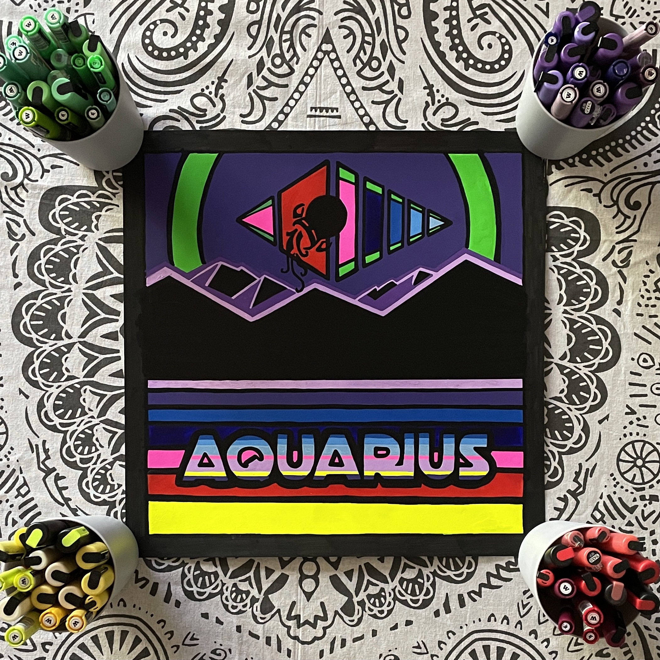 Aquarius Zodiac Artwork (Original) - Chris Freyer Art